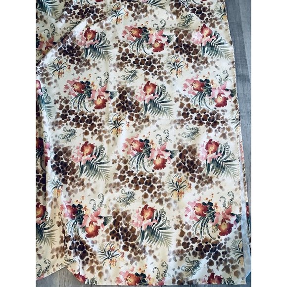 Tropical Print Fabric Tablecloth Pink Iris Green Ferns Yellow Orchids 60x82" - Picture 6 of 8